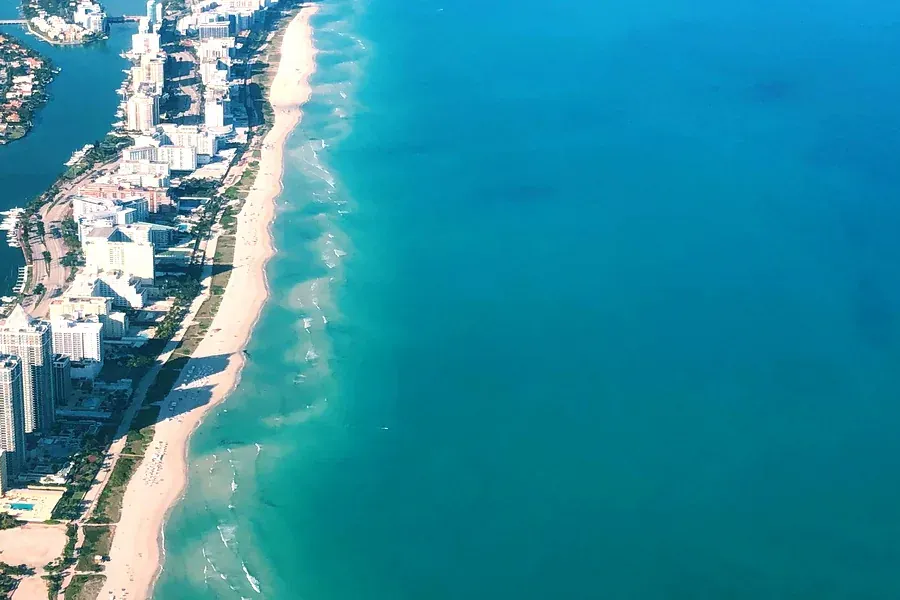 Boca Raton South Florida coastline and beach aerial view